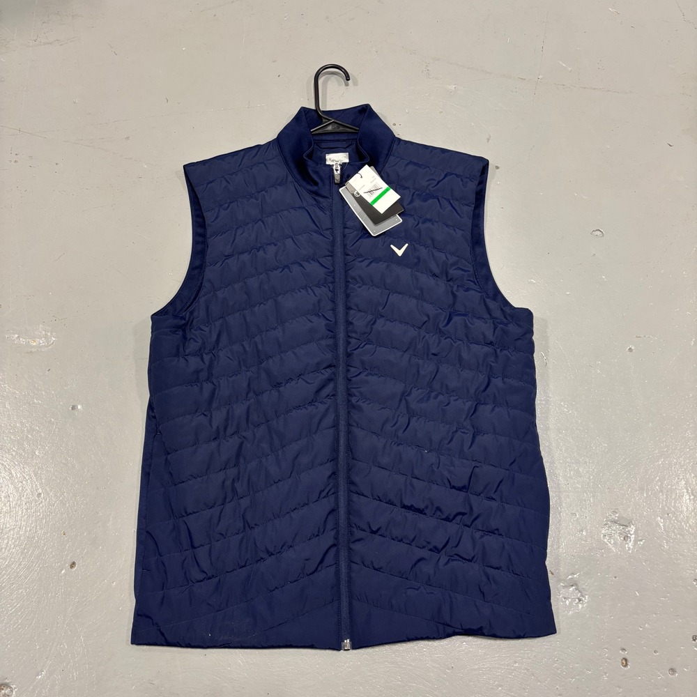 Callaway Golf Mens Quilted Full-Zip Vest Peacoat Navy Blue CGVFE0D8 Large NWT